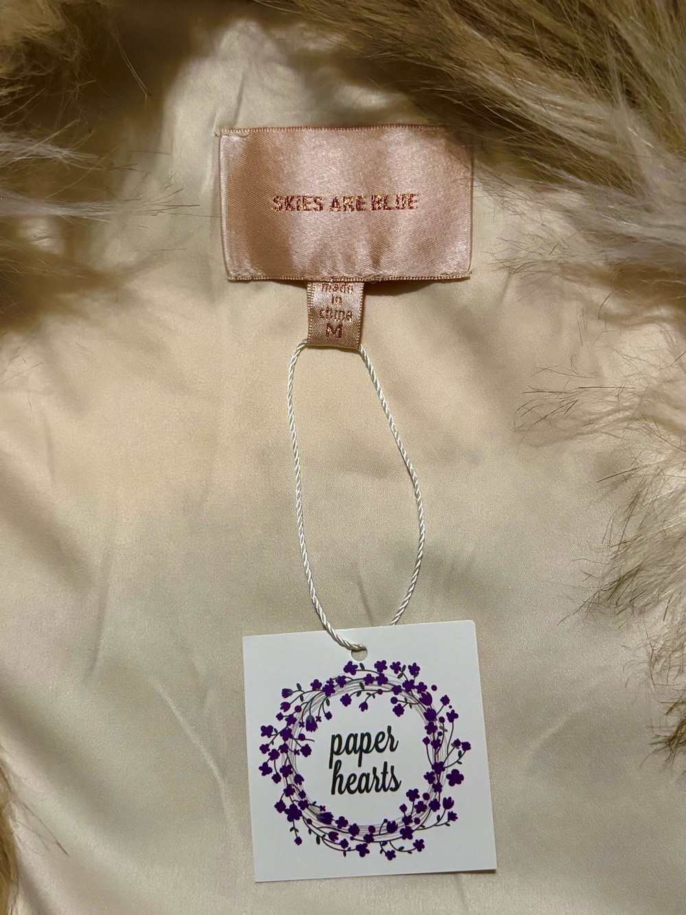 NWT Women’s Skies Are Blue Faux Fur Vest Size Medium Tan Cream - Picture 7 of 12